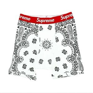 Hanes Supreme White Bandana Boxer Briefs Large